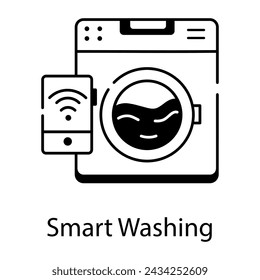 Here�s a linear icon of smart washing machine