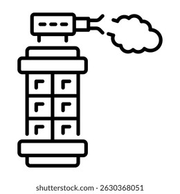A linear icon of smoke bomb design