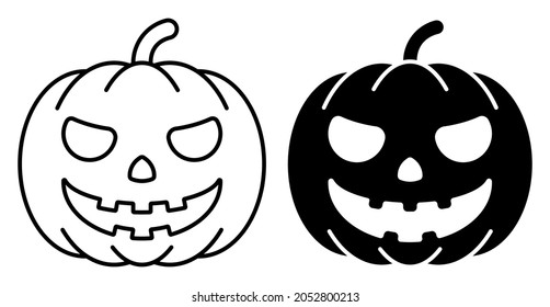 Linear icon. Spooky Pumpkin fruit. Autumn Halloween pumpkins. Simple black and white vector isolated on white background