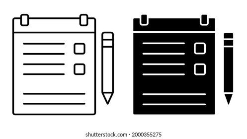 Linear icon. Tablet with clip for sheet of paper. Tablet for keeping list, list of important things to do. Completing assignments. Simple black and white vector