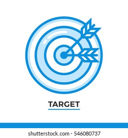 Linear icon of target. Pictogram in outline style on white. Vector modern flat design element for mobile application and web design.