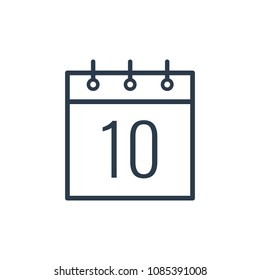 Linear icon of the tenth day of the calendar.
