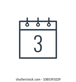 Linear icon of the third day of the calendar.