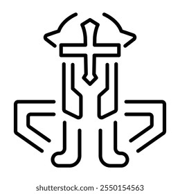 Un icono lineal del tatuaje del martillo de Thor 