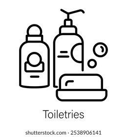 A linear icon of toiletries 