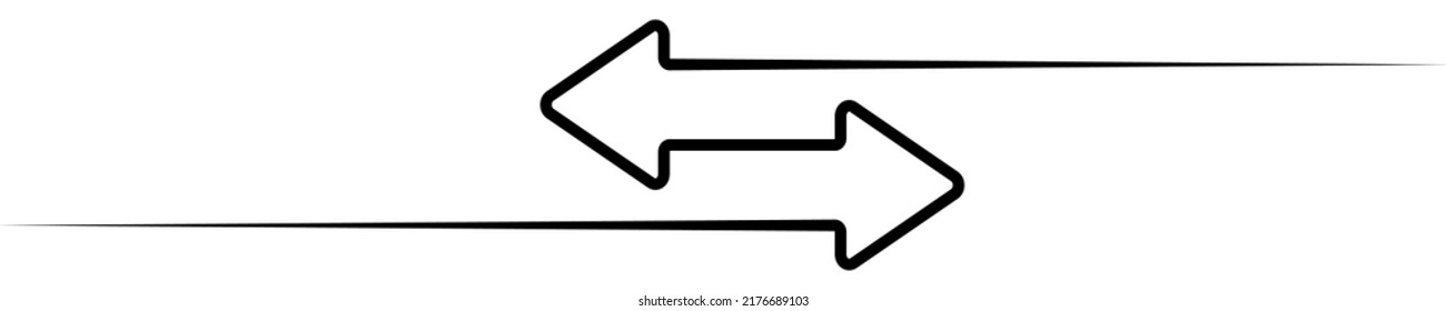 Linear icon with transfer arrow. Double arrow. Way for left and right. Change vector icon.