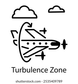 Um ícone linear de zona de turbulência 