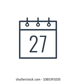 Linear icon of the Twenty-seventh day of the calendar.