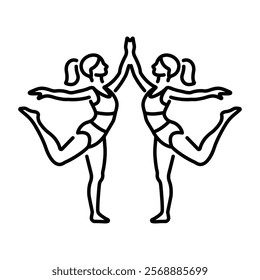 A linear icon of twin acrobatics women 