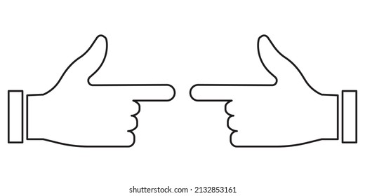 Linear icon with two hands index fingers. Finger gesture. Vector illustration. stock image. 