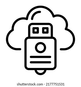 A linear icon vector of cloud usb 

