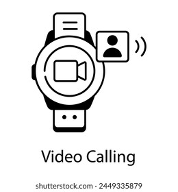 A linear icon of video calling using smartwatch