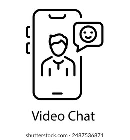 A linear icon of a video chat on mobile