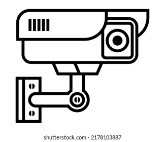 icono lineal de una cámara de videovigilancia para la protección del territorio. ilustración vectorial plana.