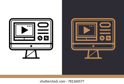 Linear icon Video tutorial. Online education, e-learning. Premium template suitable for presentation, website and banners