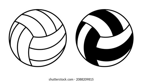 Linear icon. Volleyball ball for indoor, outdoor and beach volleyball. Sport equipment. Simple black and white vector isolated on white background