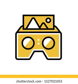 Linear icon VR cardboard. Virtual and augmented reality gadgets. Suitable for banners, mobile application, website, interfaces