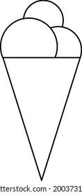 Linear icon with waffle ice cream. Sweet frozen dessert. Various types of ice cream. Sundae outline logo. 