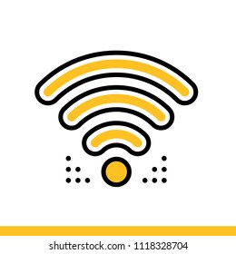 Linear icon Wi-fi spot. Data computing. Suitable for banners, mobile application, website, interfaces