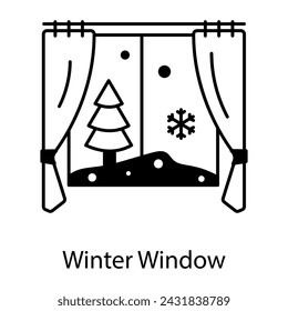 Here�s a linear icon of winter window