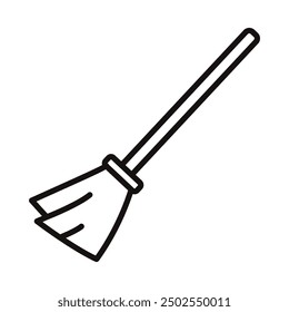 The linear icon of the witch's broom. The Halloween holiday. Vector illustration.
