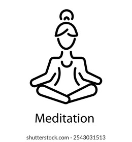 Linear icon of a woman in a meditation posture 