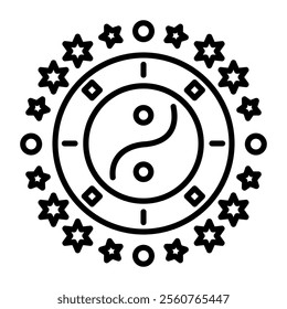 A linear icon of ying yang symbol 