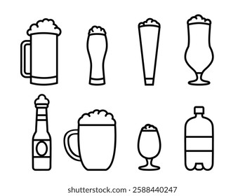 Linear icons of beer glasses	