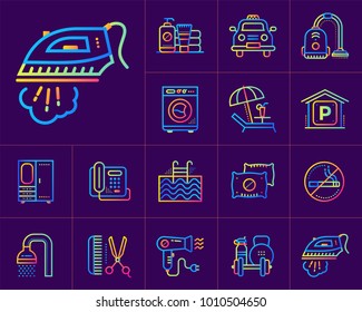 Linear icons collection of Hotel services. Modern outline icons for mobile application
