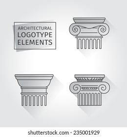 linear icons Columns. Flat with long shadows.  vector