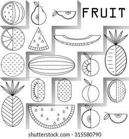 Linear icons with fruit