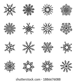 

Paquete de íconos lineales de los lagos de invierno 