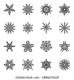 

Linear Icons Pack of Winter Flakes 