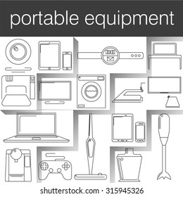 Linear icons with portable Equipment