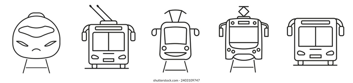 Linear icons of public transport. Public transport. Vector illustration of public transport. Transport business concept. EPS 10.