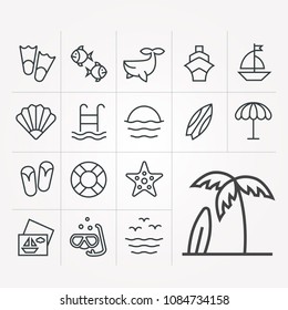Linear icons of rest on sea