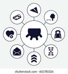 linear icons set. Set of 9 linear filled icons such as udder, overcoat, greenohuse, add favorite, envelope, arrow, dna, paper plane