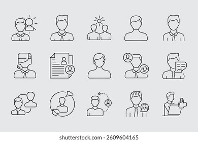 Linear Icons Set Of Business And Human Resources Themes For Web Design