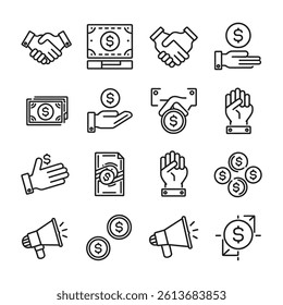 Linear icons set of finance, banking. High quality modern icons suitable for print.