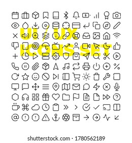 Linear icons set of UI and UX. Modern thin line icons mega set. High quality pictograms.
