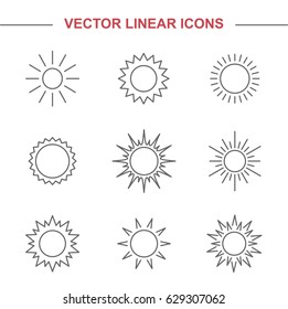 Linear icons sun. Vector illustration.