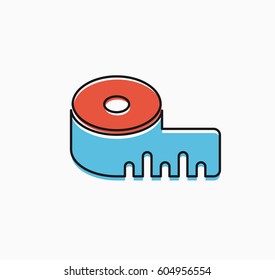 Linear icons tape measurement on white background roll ruler sign