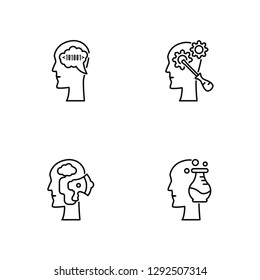 Linear Idea, Idea, Head, Idea Vector Illustration Of 4 outline Icons.