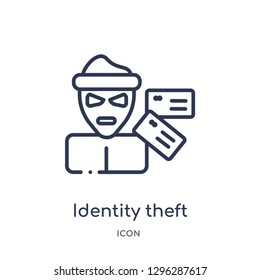 Linear identity theft icon from Cyber outline collection. Thin line identity theft icon vector isolated on white background. identity theft trendy illustration