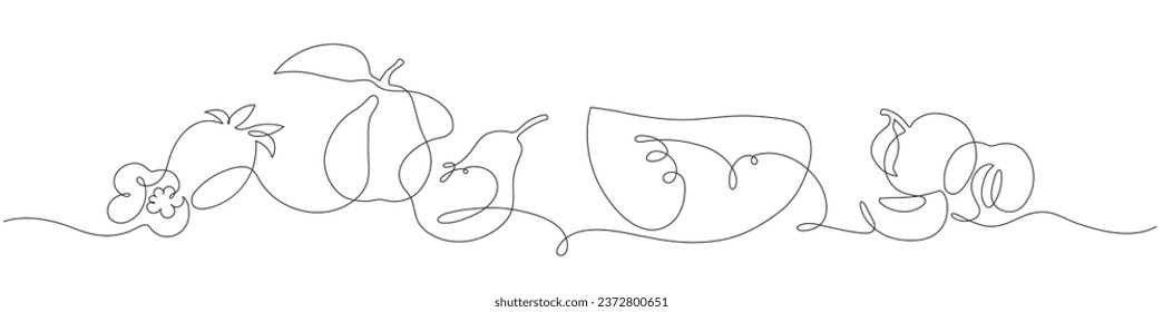 Ilustración lineal de bayas y frutos con técnica minimalista