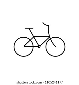 Linear illustration of a bicycle icon, active, sea ride, sun, tourism, vacation, summer, travel on a white background.