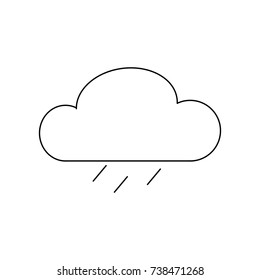 Linear illustration of a black cloud with rain on a white background.