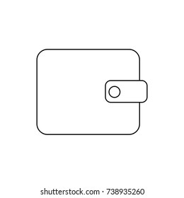 Linear illustration of a black wallet with a latch on a white background.