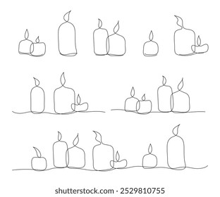 Ilustración lineal con velas en un Grande Vector ambientado en técnica minimalista