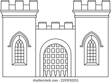 Linear illustration of a Castle in Vector